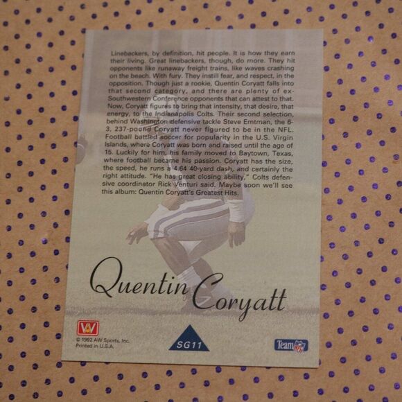 Quentin Coryatt SG11 Football Card - Picture 2 of 2